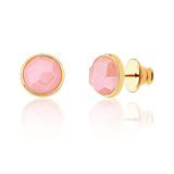 Brinco Classic - Quartzo Rosa — Ouro 18K | Aimer Joias | brinco semijoia feminina pedra natural