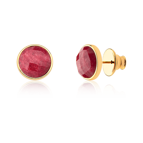 Brinco Classic - Feldspato Vermelho — Ouro 18K | Aimer Joias | brinco semijoia feminina pedra natural