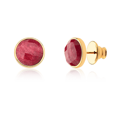 Brinco Classic - Feldspato Vermelho — Ouro 18K | Aimer Joias | brinco semijoia feminina pedra natural