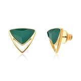 Brinco Equilíbrio - Ágata Verde — Ouro 18K | Aimer Joias | brinco semijoia feminina pedra natural