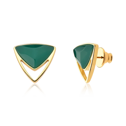 Brinco Equilíbrio - Ágata Verde — Ouro 18K | Aimer Joias | brinco semijoia feminina pedra natural