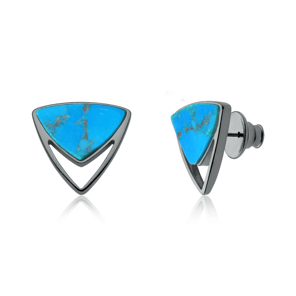 Brinco Equilíbrio - Howlita Turquesa — Ródio Negro | Aimer Joias | brinco semijoia feminina pedra natural