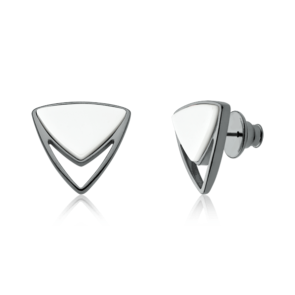 Brinco Equilíbrio - Porcelana Branca — Ródio Negro | Aimer Joias | brinco semijoia feminina pedra natural