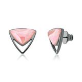 Brinco Equilíbrio - Quartzo Rosa — Ródio Negro | Aimer Joias | brinco semijoia feminina pedra natural