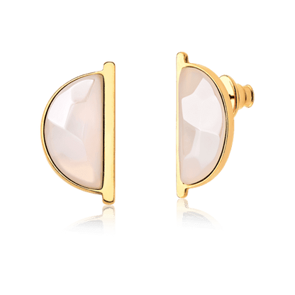 Brinco Escudo - Ágata Branca — Ouro 18K | Aimer Joias | brinco semijoia feminina pedra natural