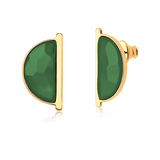 Brinco Escudo - Ágata Verde — Ouro 18K | Aimer Joias | brinco semijoia feminina pedra natural