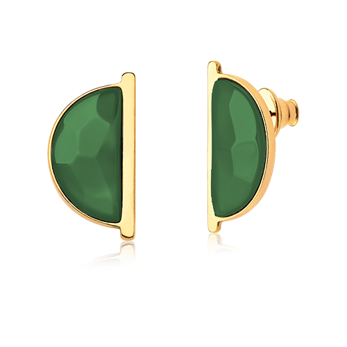 Brinco Escudo - Ágata Verde — Ouro 18K | Aimer Joias | brinco semijoia feminina pedra natural