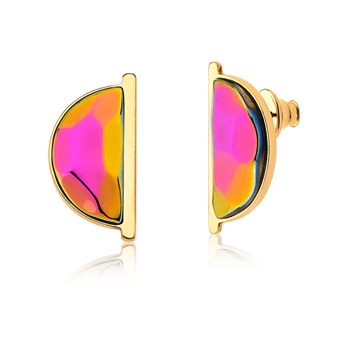 Brinco Escudo - Cristal Multicolorido — Ouro 18K | Aimer Joias | brinco semijoia feminina pedra natural