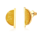 Brinco Escudo - Feldspato Amarelo — Ouro 18K | Aimer Joias | brinco semijoia feminina pedra natural