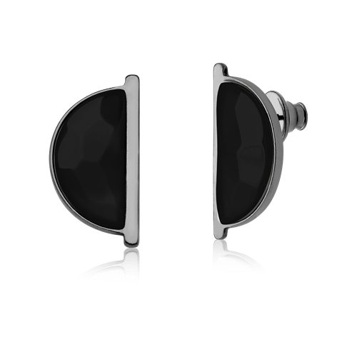 Brinco Escudo - Obsidiana Negra — Ródio Negro | Aimer Joias | brinco semijoia feminina pedra natural