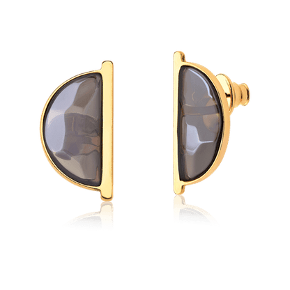 Brinco Escudo - Quartzo Fumê — Ouro 18K | Aimer Joias | brinco semijoia feminina pedra natural