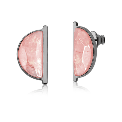 Brinco Escudo - Quartzo Rosa — ângulo 1