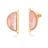 Brinco Escudo - Quartzo Rosa — Ouro 18K | Aimer Joias | brinco semijoia feminina pedra natural