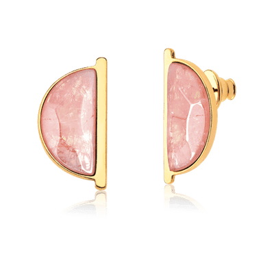 Brinco Escudo - Quartzo Rosa — ângulo 1