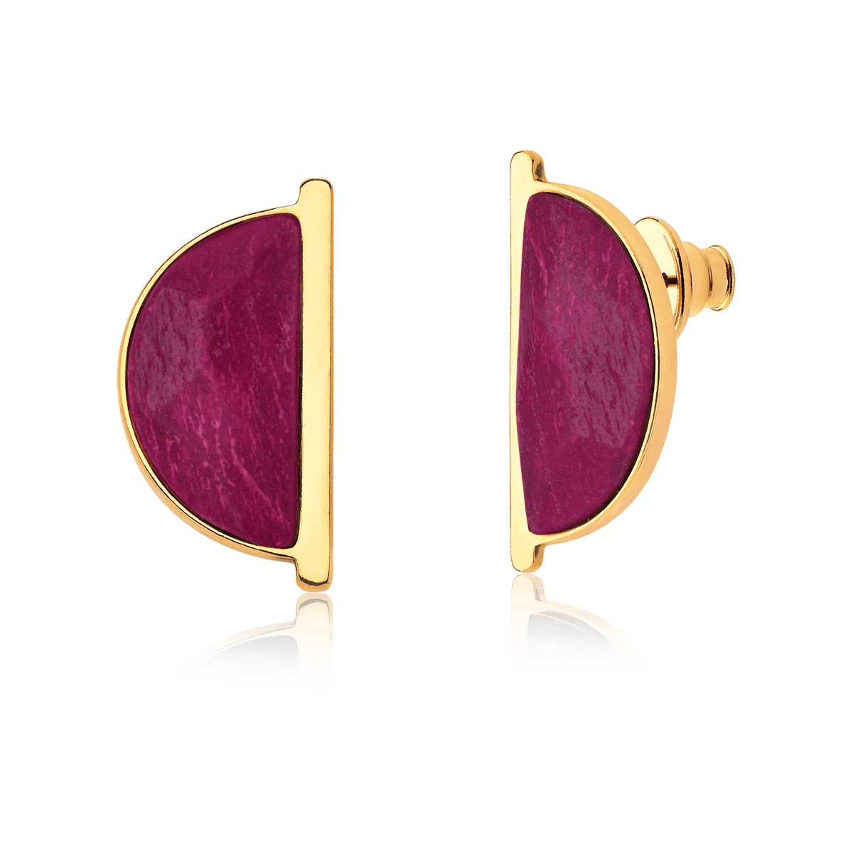 Brinco Escudo - Rosa Pink — Ouro 18K | Aimer Joias | semijoia feminina pedra natural