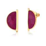 Brinco Escudo - Rosa Pink — Ouro 18K | Aimer Joias | semijoia feminina pedra natural