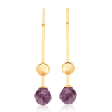 Brinco Fascínio com Ametista em banho ouro 18k | Brinco feminino com pedra natural Aimer Joias