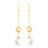 Brinco Fascínio com Porcelana em banho ouro 18k | Brinco feminino atemporal Aimer Joias