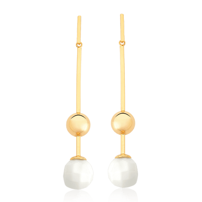 Brinco Fascínio com Porcelana em banho ouro 18k | Brinco feminino atemporal Aimer Joias