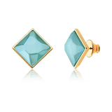 Brinco Lírio - Ágata Azul Céu — Ouro 18K | Aimer Joias | semijoia feminina pedra natural