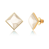 Brinco Lírio - Ágata Branca — Ouro 18K | Aimer Joias | semijoia feminina pedra natural