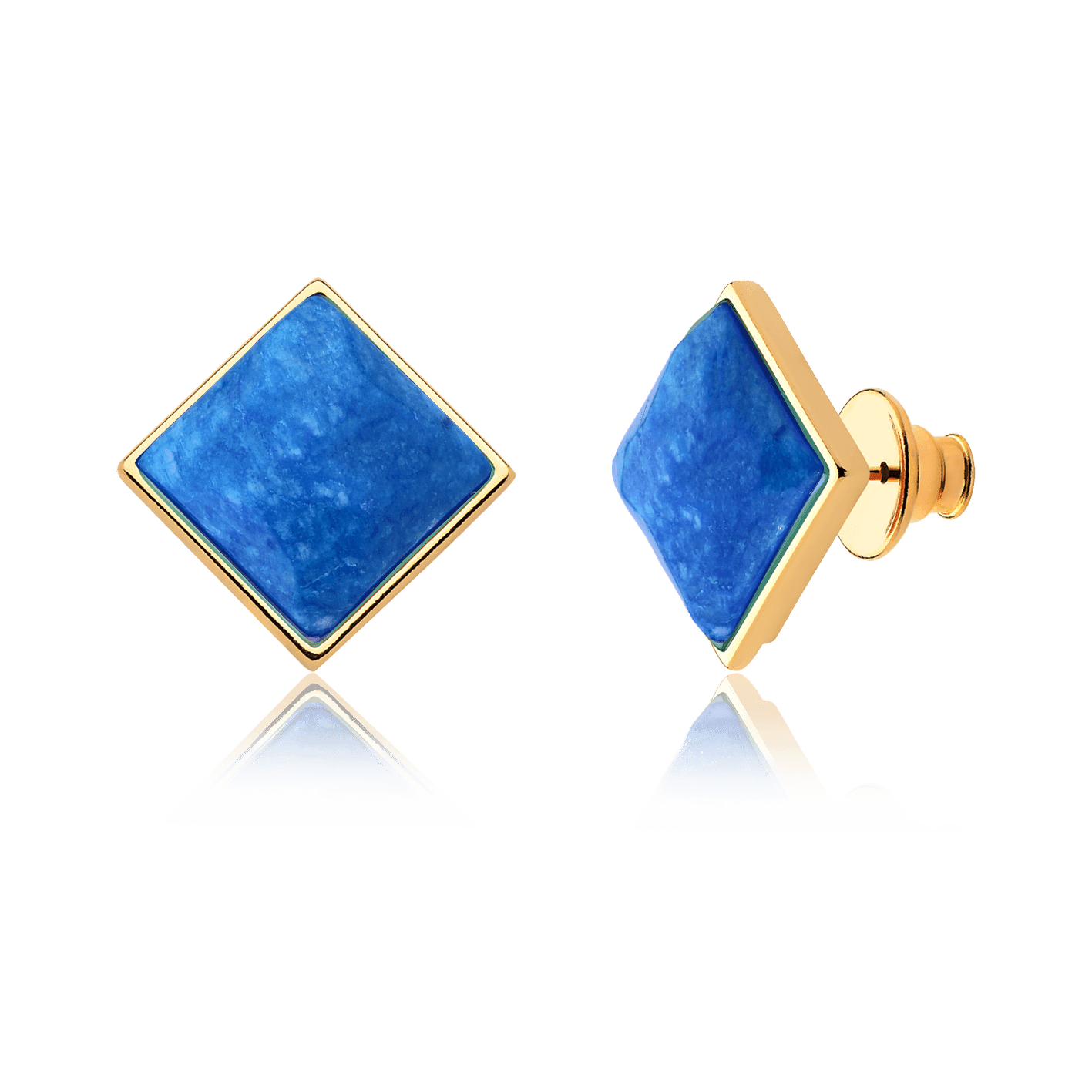 Brinco Lírio - Feldspato Azul Anil — Ouro 18K | Aimer Joias | semijoia feminina pedra natural