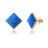 Brinco Lírio - Feldspato Azul Anil — Ouro 18K | Aimer Joias | semijoia feminina pedra natural