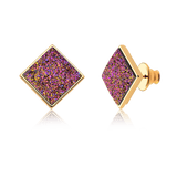Brinco Lírio - Drusa Multicolorida — Ouro 18K | Aimer Joias | semijoia feminina pedra natural