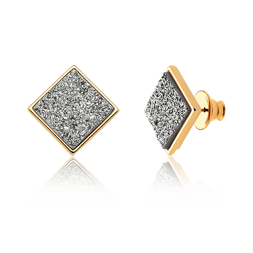 Brinco Lírio - Drusa Platina — Ouro 18K | Aimer Joias | semijoia feminina pedra natural