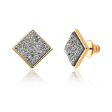 Brinco Lírio - Drusa Platina — Ouro 18K | Aimer Joias | semijoia feminina pedra natural