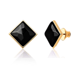 Brinco Lírio - Obsidiana Negra — Ouro 18K | Aimer Joias | semijoia feminina pedra natural
