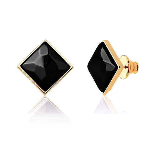 Brinco Lírio - Obsidiana Negra — Ouro 18K | Aimer Joias | semijoia feminina pedra natural