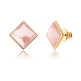 Brinco Lírio - Quartzo Rosa — Ouro 18K | Aimer Joias | semijoia feminina pedra natural