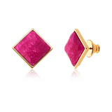 Brinco Lírio - Feldspato Rosa Pink — Ouro 18K | Aimer Joias | semijoia feminina pedra natural