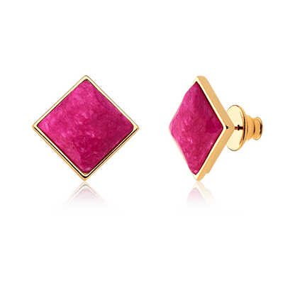 Brinco Lírio - Feldspato Rosa Pink — Ouro 18K | Aimer Joias | semijoia feminina pedra natural