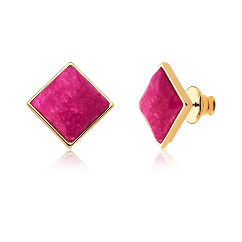 Brinco Lírio - Feldspato Rosa Pink — Ouro 18K | Aimer Joias | semijoia feminina pedra natural