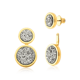 Brinco Nobre com Drusa Platina em banho ouro 18k | Brinco feminino com pedra natural Aimer Joias