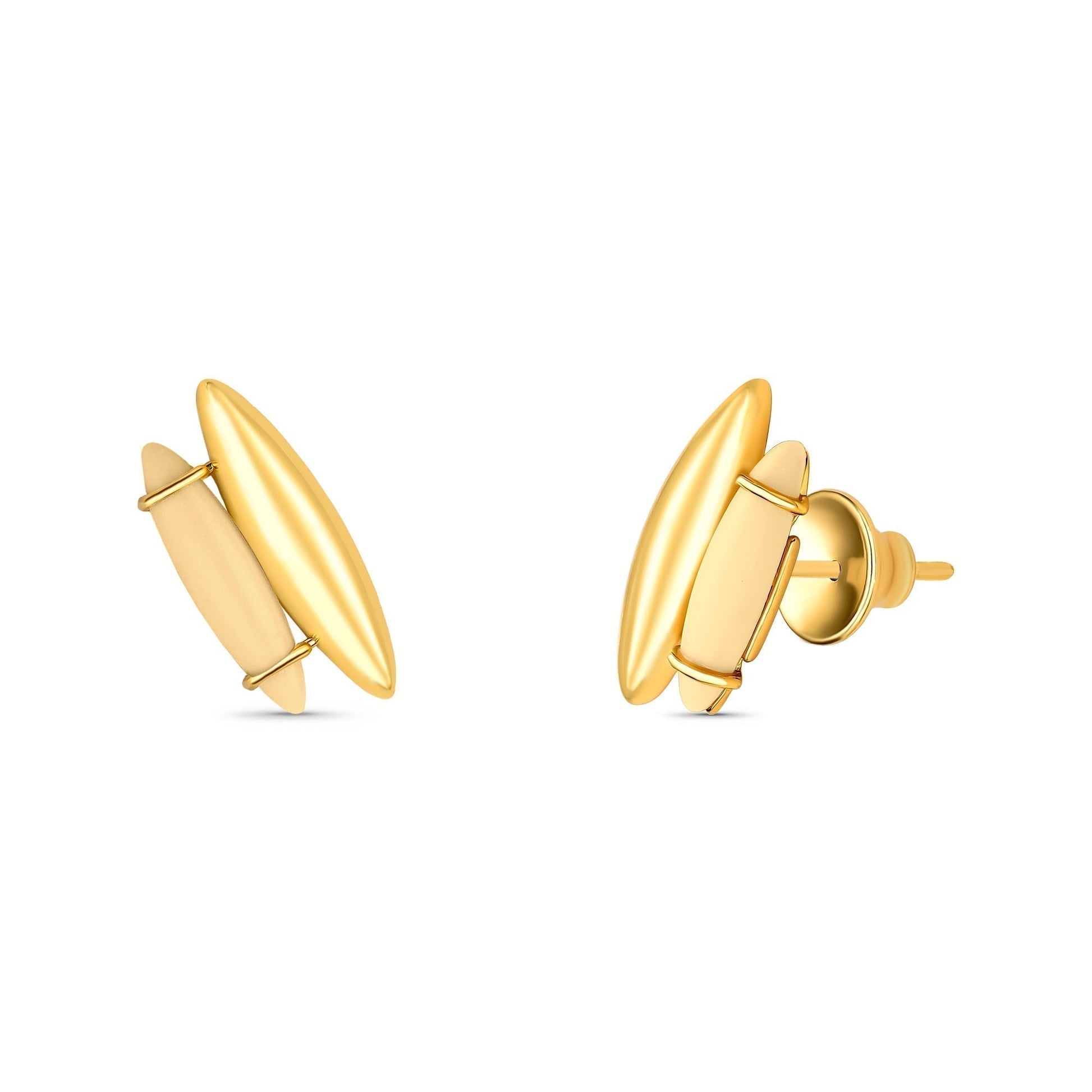 Brinco Origem com Resina Italiana Creme e Banho de Ouro 18K para atrair harmonia e prosperidade. AIMER