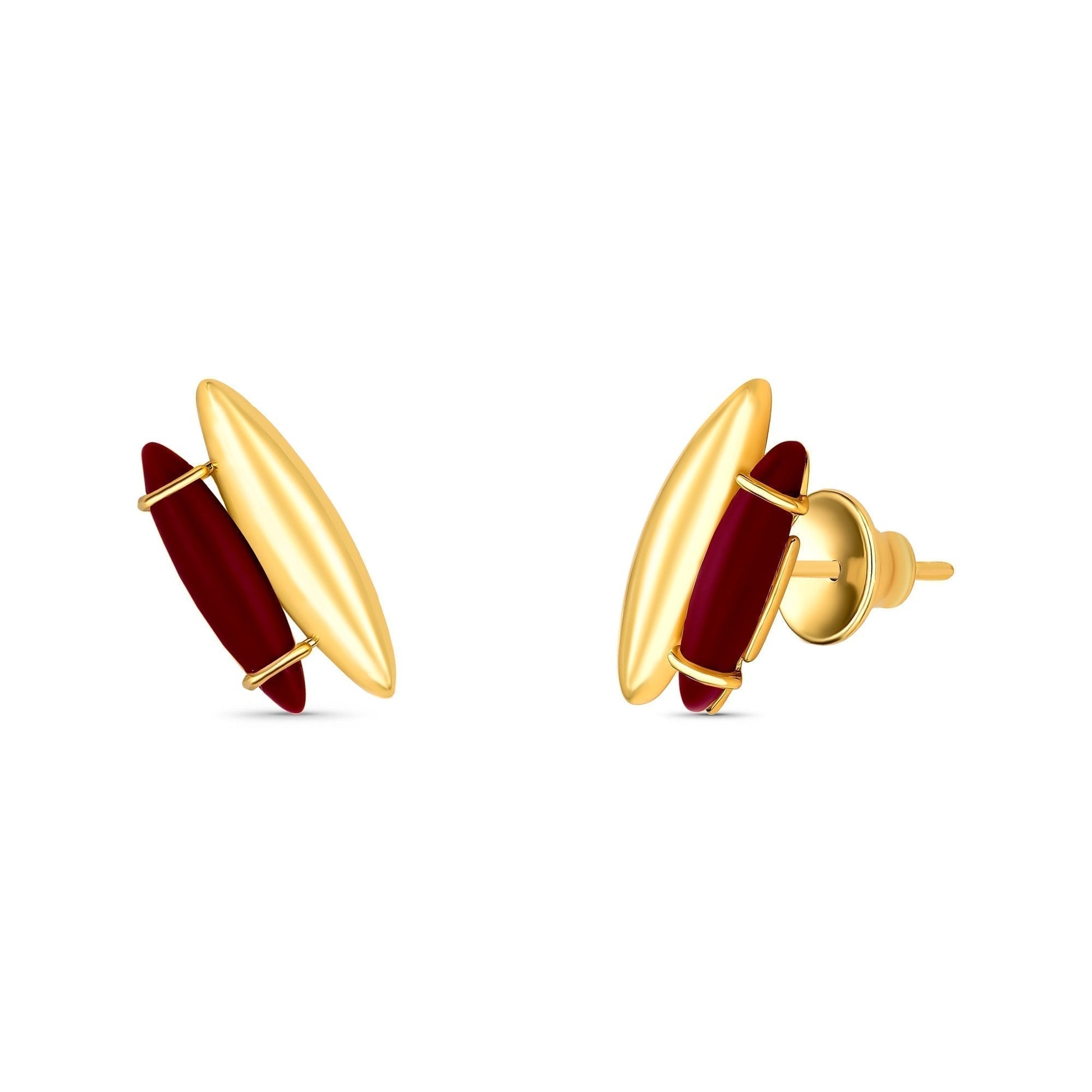 Use o Brinco Origem com Resina Vinho em Banho de Ouro 18K para atrair força e inteligência emocional. AIMER