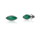 Brinco Pétala - Ágata Verde — Ródio Negro | Aimer Joias | semijoia feminina pedra natural