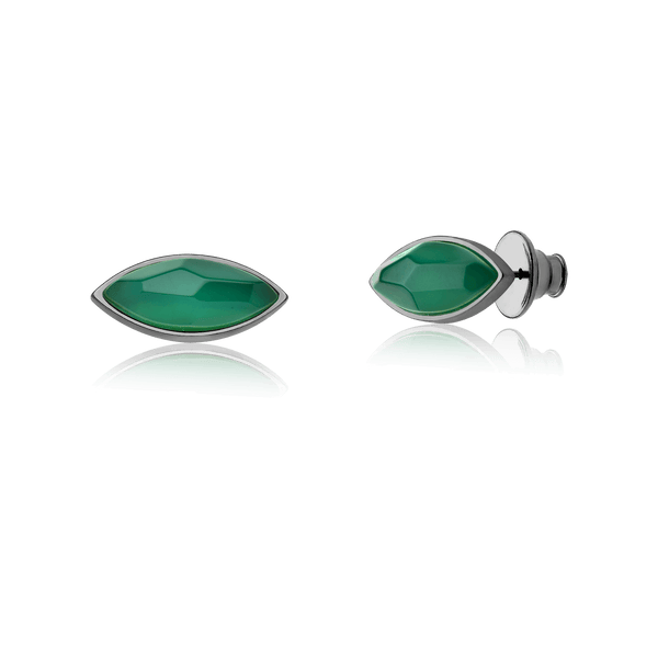 Brinco Pétala - Ágata Verde — Ródio Negro | Aimer Joias | semijoia feminina pedra natural