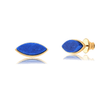 Brinco Pétala - Azul Anil — Ouro 18K | Aimer Joias | semijoia feminina pedra natural