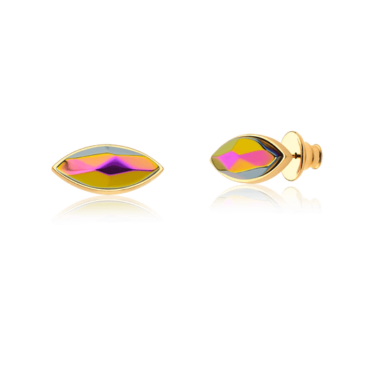 Brinco Pétala - Cristal Metalizado — Ouro 18K | Aimer Joias | semijoia feminina pedra natural