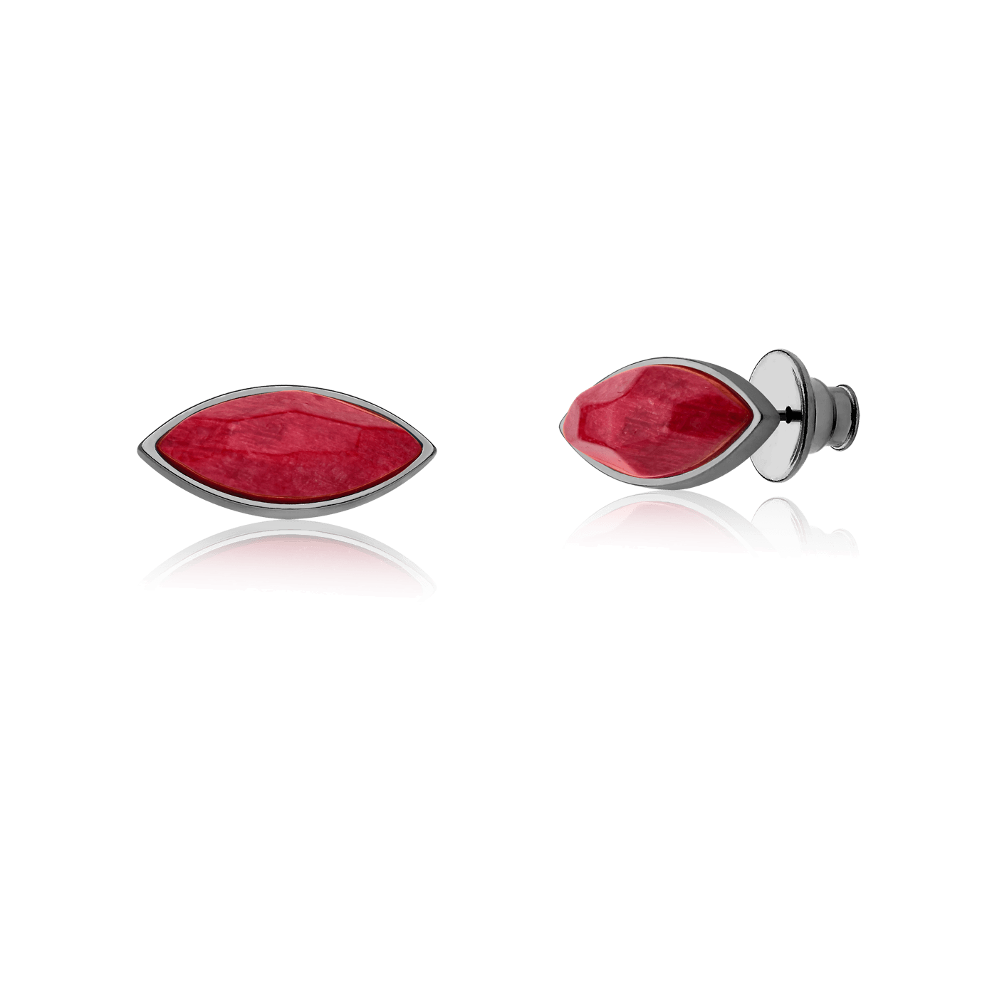 Brinco Pétala - Feldspato Vermelho — Ródio Negro | Aimer Joias | semijoia feminina pedra natural