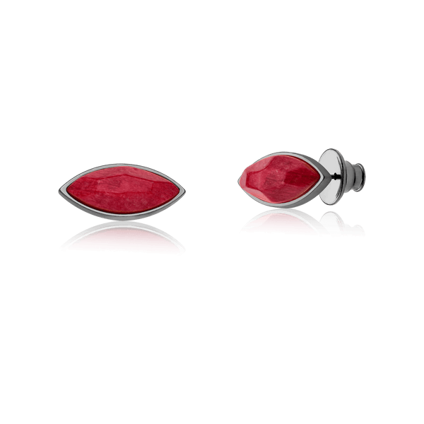Brinco Pétala - Feldspato Vermelho — Ródio Negro | Aimer Joias | semijoia feminina pedra natural