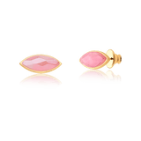 Brinco Pétala - Quartzo Rosa — Ouro 18K | Aimer Joias | semijoia feminina pedra natural