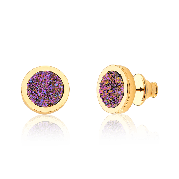 Brinco Singelo - Drusa Multicolorida Semijoias de luxo e design exclusivo