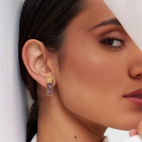Brinco Soneto - Drusa Multicolorida Semijoias de luxo e design exclusivo
