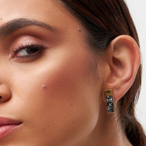 Brinco Soneto - Drusa Negra Semijoias de luxo e design exclusivo