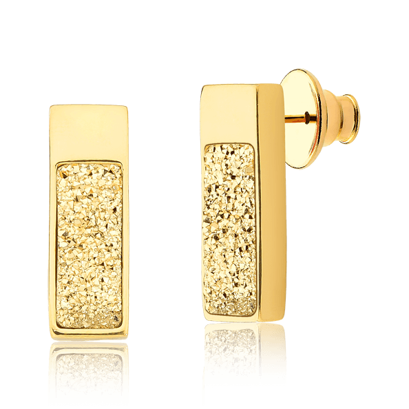 Brinco Soneto - Drusa ouro Semijoias de luxo e design exclusivo